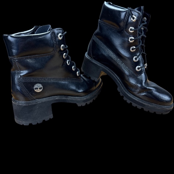 Black Timberland Kingsley Leather Boots Women's Size 8 A2KQ5 Lace Up - Picture 2 of 7